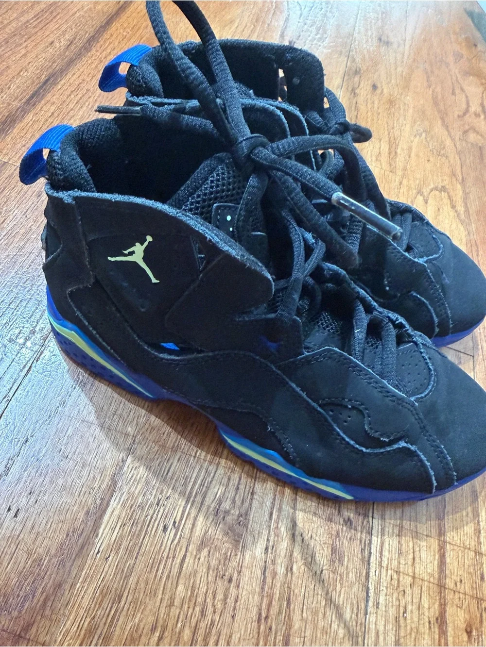 Nike Air Jordan True Flight youth 2 basketball shoes 2 black volt blue